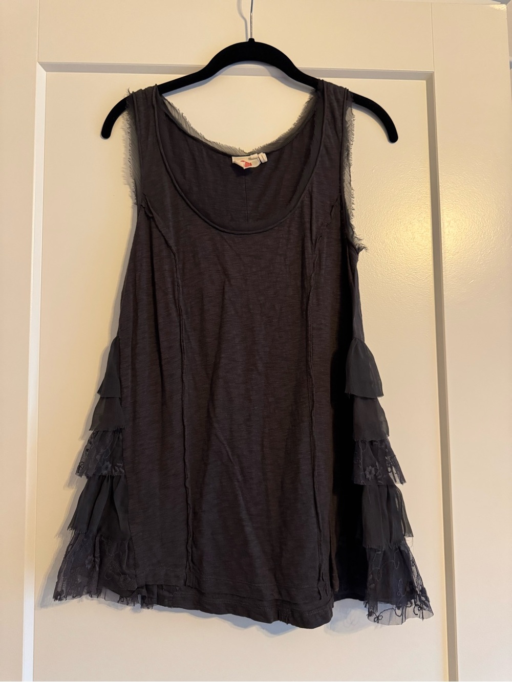 Anthropologie | Lilka Black Tiered Lace-Trim Tank
